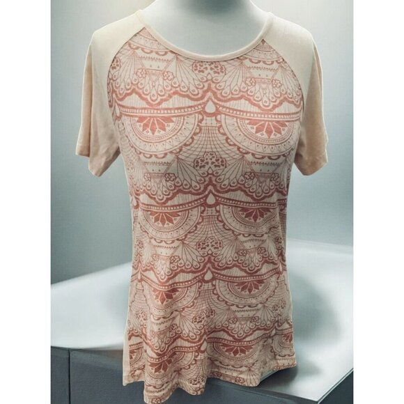 Cabelas Womens Small Lightweight Bohemian Beige Pink Mandala Short Sleeve Tee - Picture 10 of 10